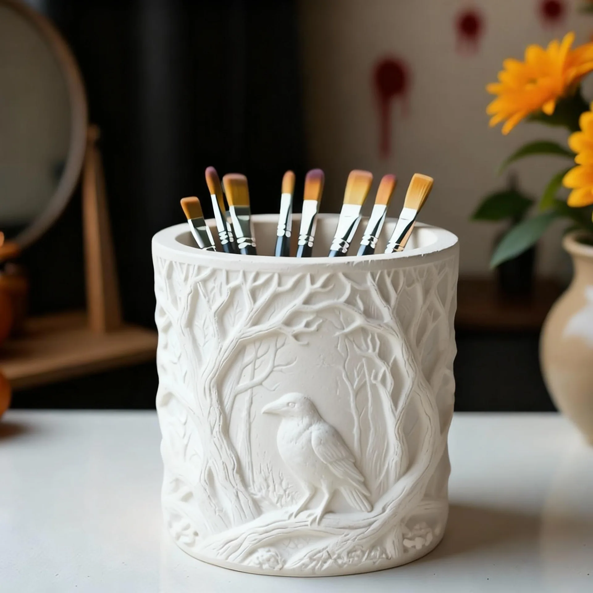 زهرية قالب من السيليكون حامل شموع معطرة مزخرفة قالب الغراب جثم قالب من السيليكون متعدد الأغراض لصنع مزهرية ديكور المنزل #4