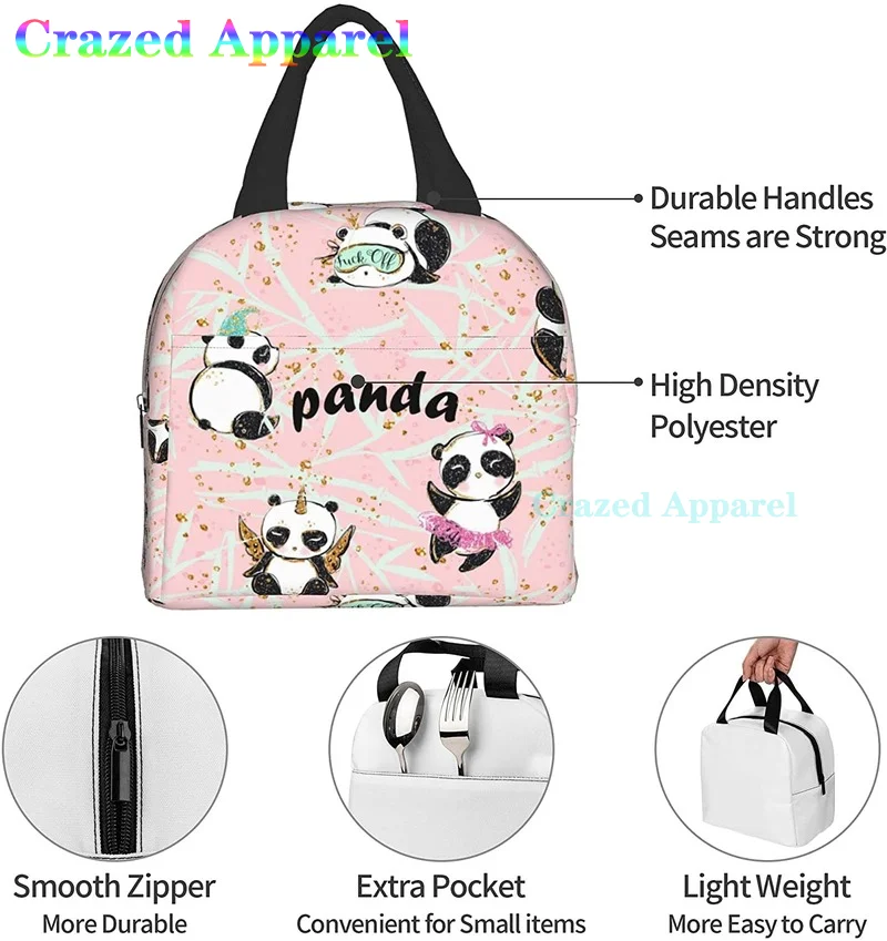 Pink Cute Panda Thermal Bento Lunch Box Kawaii Lunch Tote Bags Small Snack contenitori Bag Lunchboxes coibentato Ice Pack