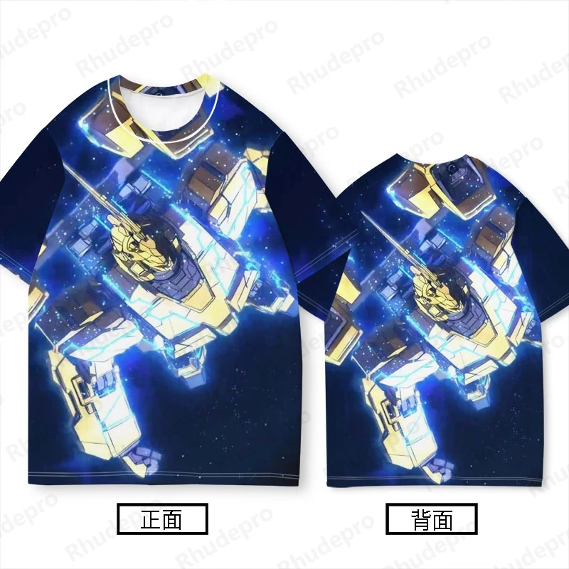 Mobile T-Shirt Gundam Co-branded Clothing Men Trend Everything Gundam Two Yuan Anime Printed Short-sleeved T-shirt Boy