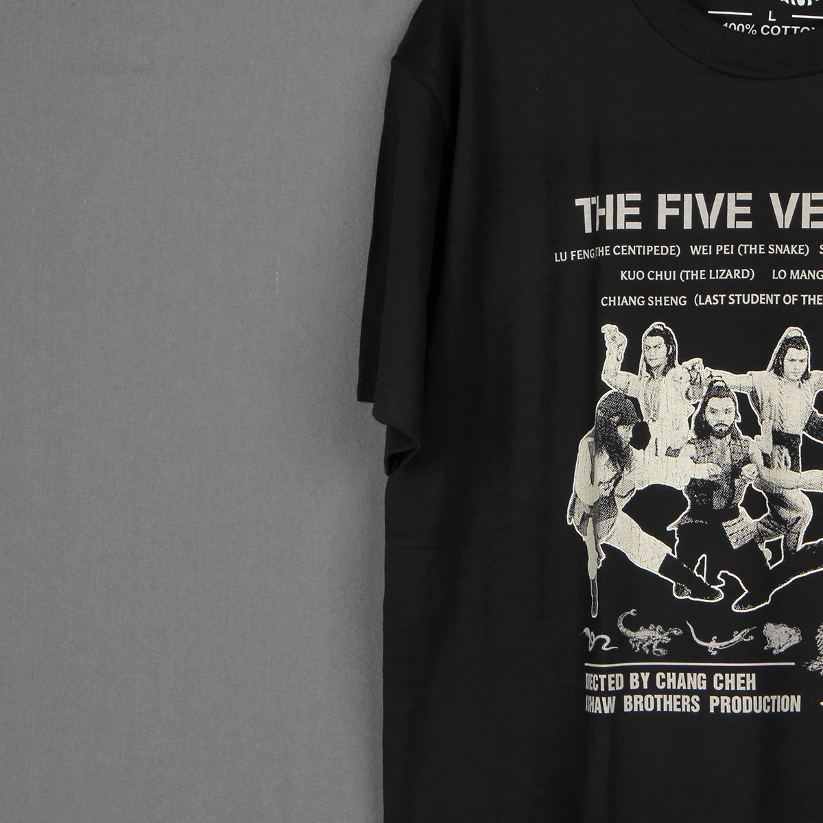 The Five Venoms T-Shirt Deadly Venoms Hong Kong 80S Cult Movie Chang Cheh Crippled Avengers House of Traps Washed LongCotton Tee