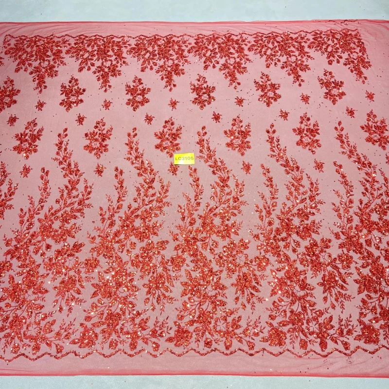 

10 ярдов красной распродажной модной африканской блестящей ткани с вышивкой, сетчатым кружевом, приклеенными блестками и пайетками, для свадебных и праздничных мероприятий, с золотым напылением, тюль