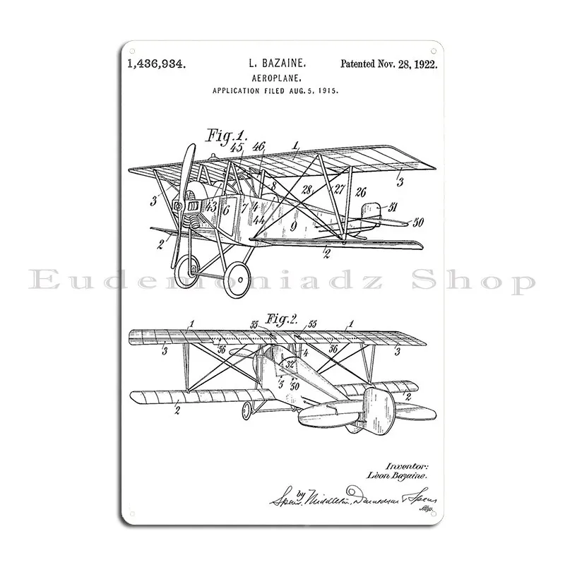 Aeroplane 1922 Patent Metal Sign Decoration Customize Club Wall Decor Living Room Tin Sign Poster