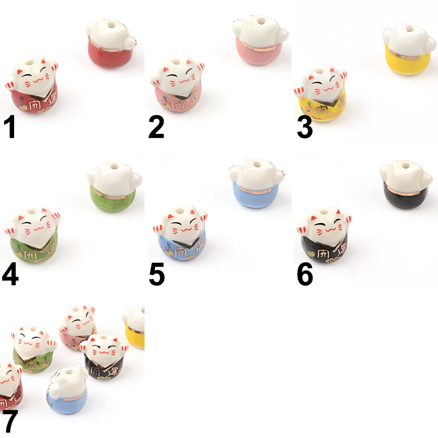 16x17mm Ceramic Lucky Cat Handmade Colorful Fashion Bracelet Beads DIY For Women Girls Birthday Gifts Accessories