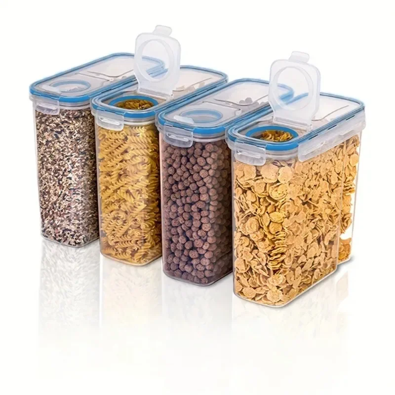 

4/2.5L Airtight Cereal Transparent Storage Container Moistureproof Insect Proof Rice Bucket Food Storage Box Plastic Sealed Tank