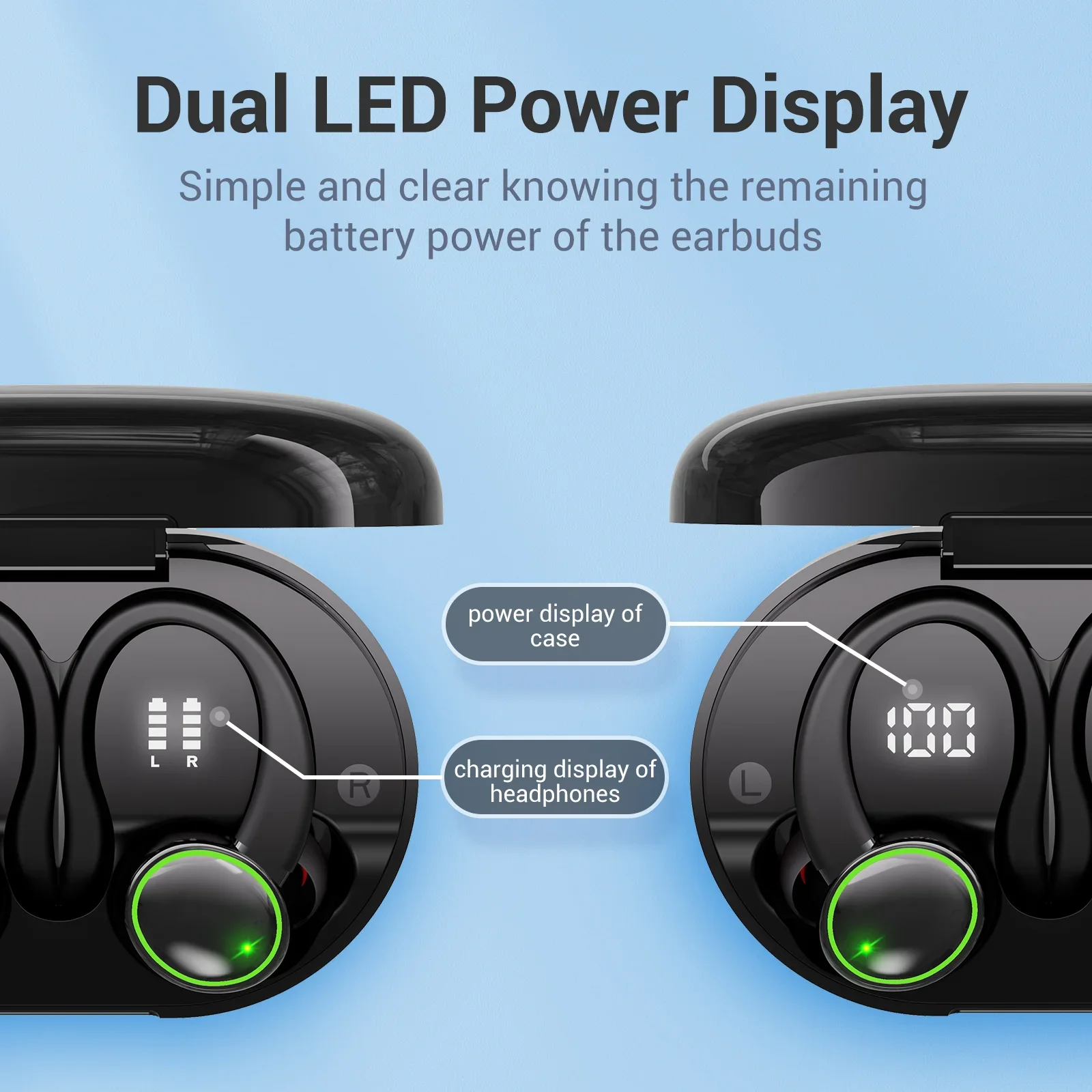 TWS Спортивные Bluetooth-наушники 5,3 HIFI Bass Беспроводные наушники со светодиодным сенсорным управлением Водонепроницаемая гарнитура для iPad IPhone Samsung