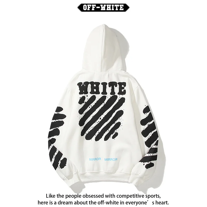 أوف وايت C O VIRGIL ABLOH الهيب هوب نمط موجة خط مطبوعة هوديي البلوز الرجال النساء الخريف الشتاء جديد وصول الملابس