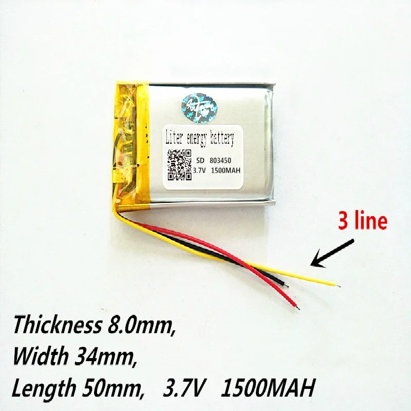 3 dòng Lít năng lượng pin 803450 3.7V 1500MAH PLIB polymer lithium ion/Pin Li-ion cho GPS MP3 MP4 MP5 DVD