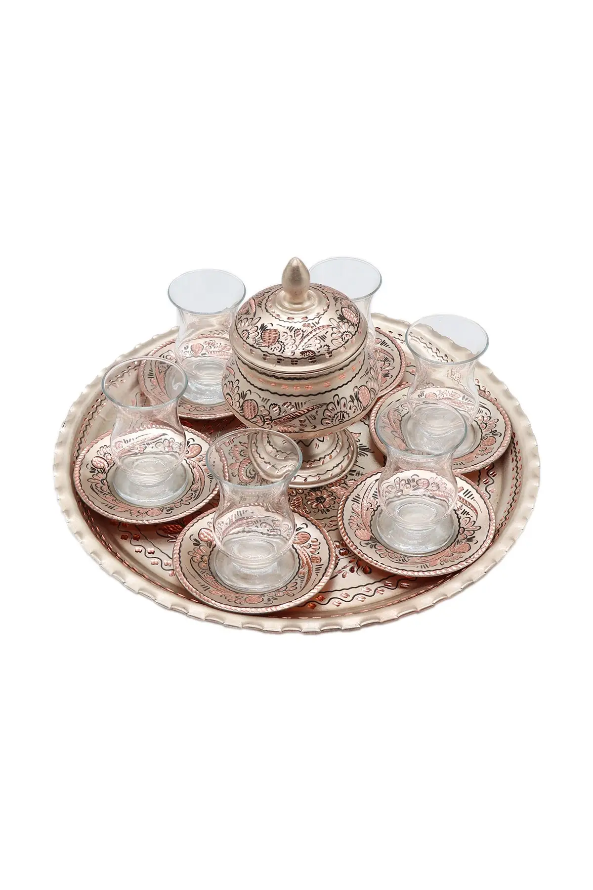 

DOLBOVI Silver Tea Set 6 Personality-Copper Hand Processing Erzincan English Tea Glass Cup