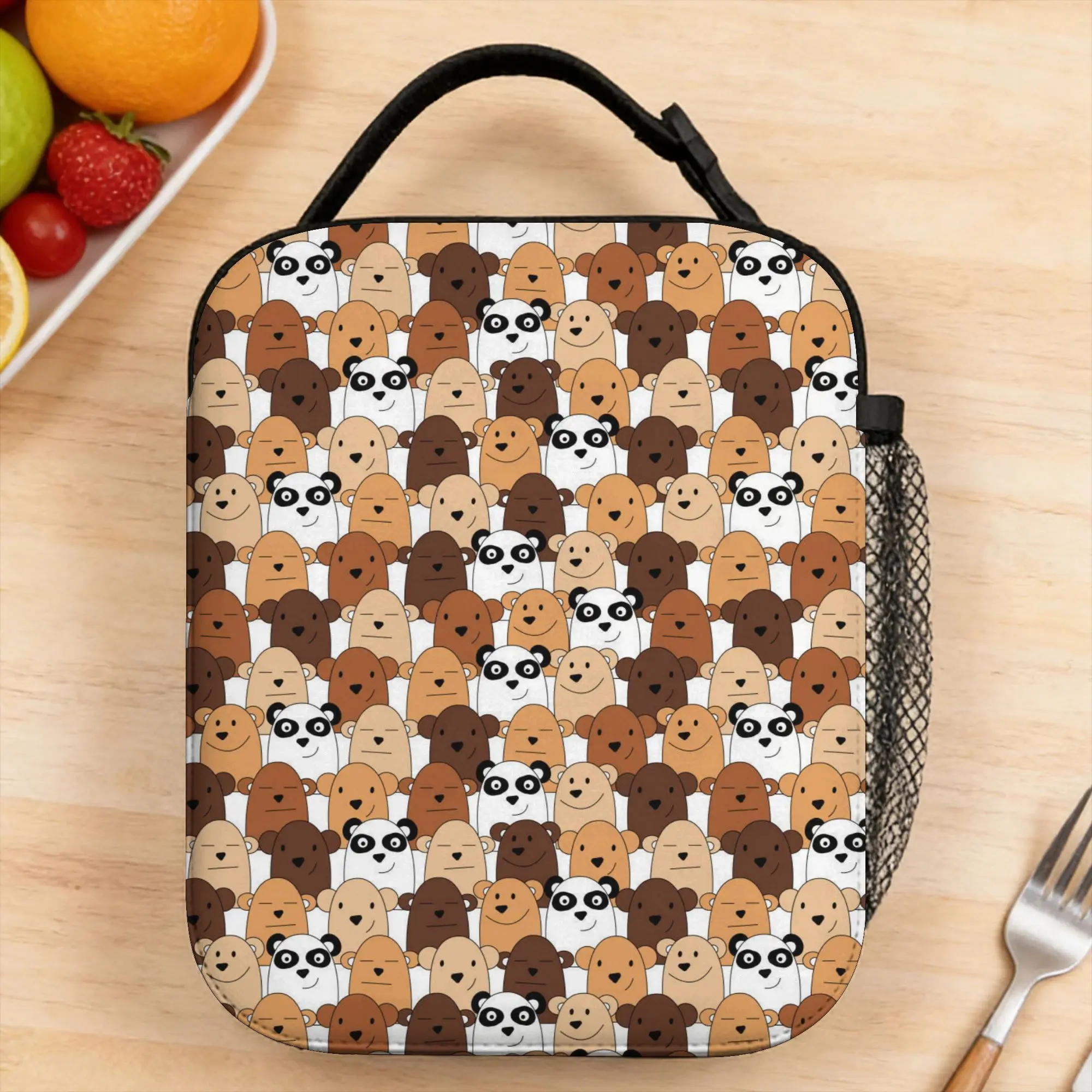 

Happy Cartoon Bears Animal Cartoon Lunch Bag Outdoor Picnic Lunch Box For Child Casual Tote Food Bags Portable Cooler Bag