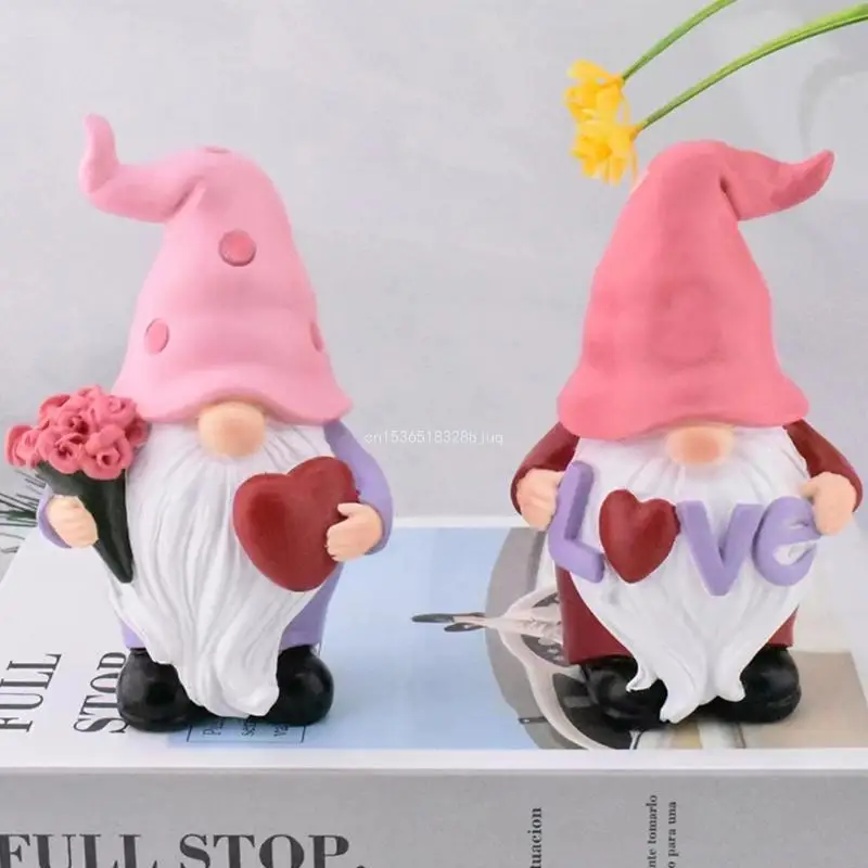 Cetakan Resin Valentine, Cetakan Pembuatan Lilin Cetakan Silikon Gnome untuk Dekorasi Rumah Dropship