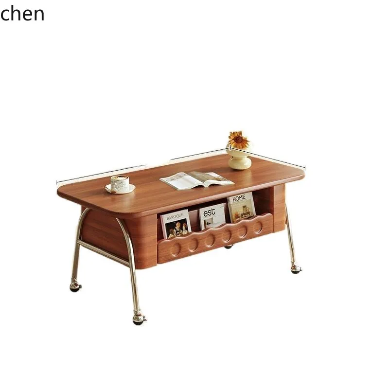 YFY  Vintage Living Room Solid Wood Coffee Table Mobile Home Folding Tea Table