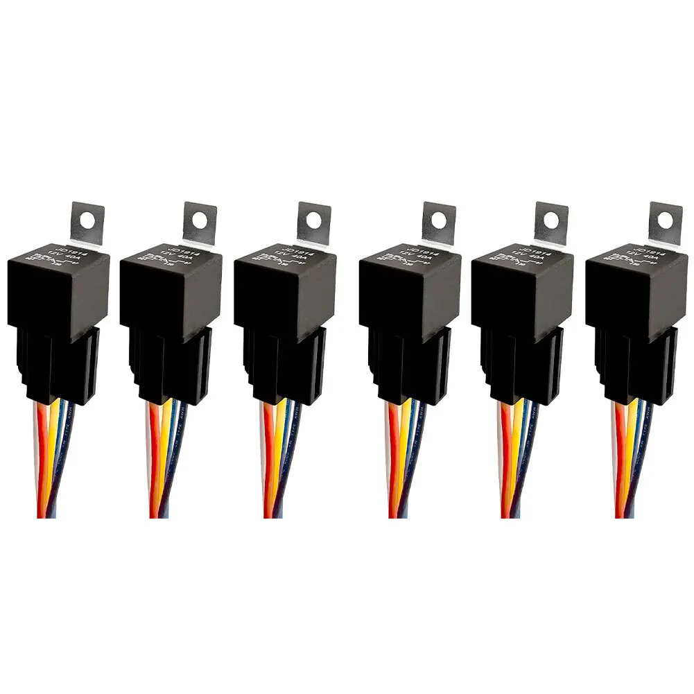 

6pcs Car Engine Relay 12 V-40 A-5 Pin Car Engine Relay With Socket With Wires For Car Truck Motor Heater Fan Safety System