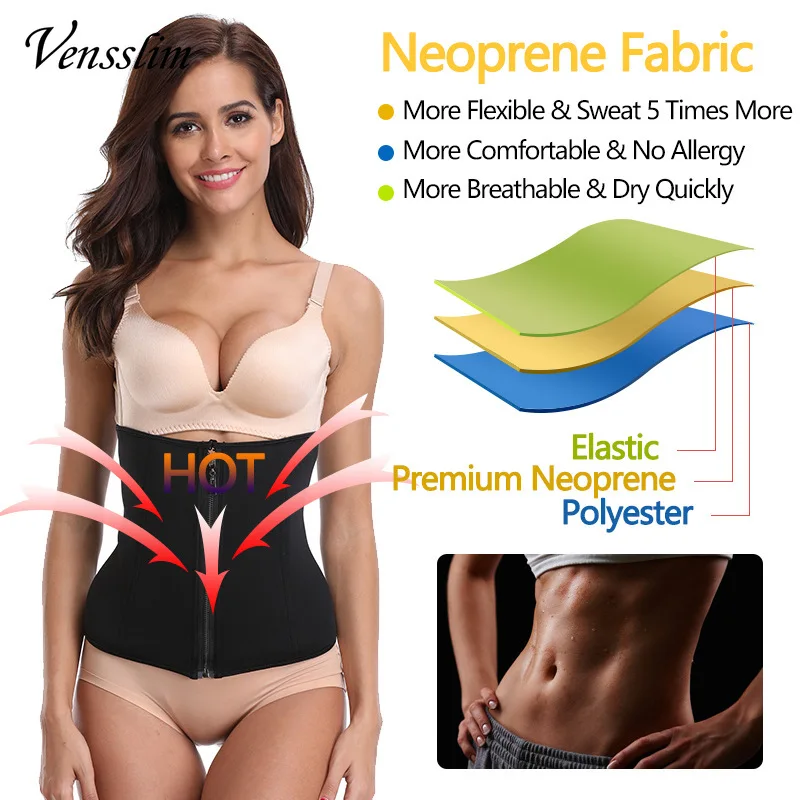 Vensslim Waist Trainer Tummy Control Wrap Women Zipper Slimming Girdle Body Shaper Belt Hpt Thermo Neoprene Sauna Sweat Cincher