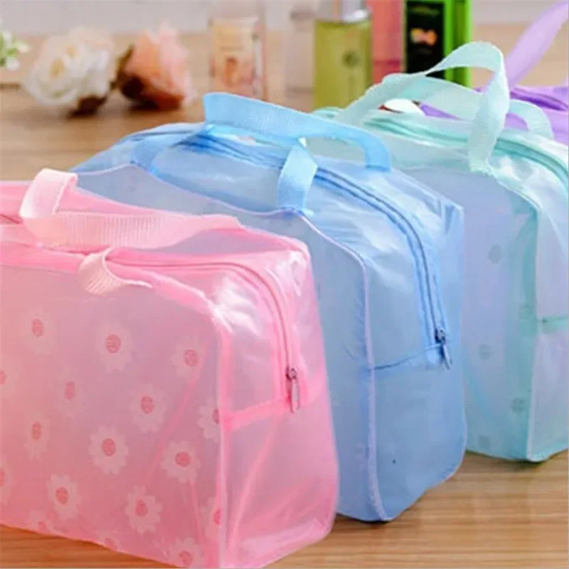 5 Color Waterproof PVC Cosmetic Storage Bag Women Transparent Organizer for Makeup Pouch Compression Travelling Bath Bags