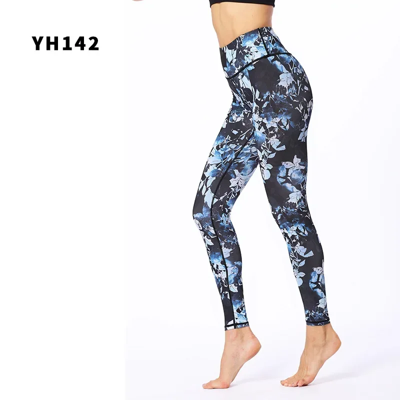 Women Digital Flower Printing Outdoor Fitness Elastic Leggings Female High Waist Gym Dancing Sports Casual Pant 7Z