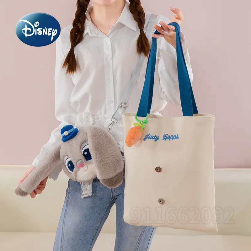 Disney Judy Nick New Women's Handbag Canvas Large Capacity Women's Shoulder Bag Multifunctional Cartoon Fashion Women's Bag