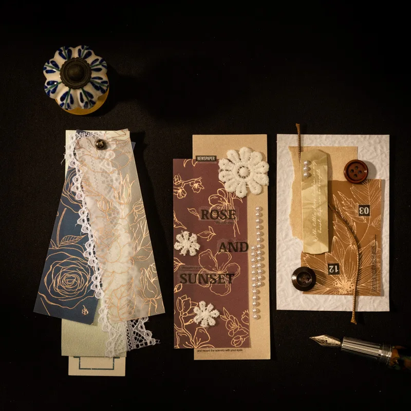 15 قطعة/الوحدة لوحات مذكرة المواد ورقة عشرة آلاف مرة الربيع هو ai غير المرغوب فيه مجلة سكرابوكينغ الرجعية زخرفة خلفية