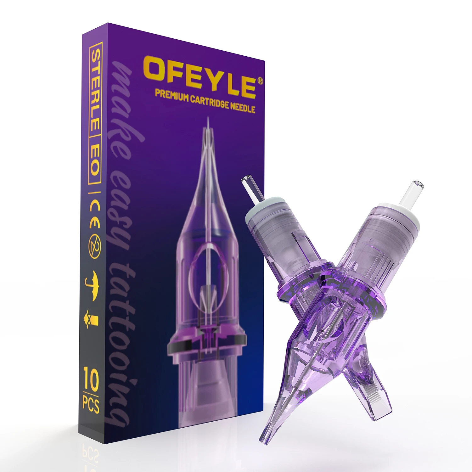 

10pcs Tattoo Cartridge Disposable Purple Needles Rl Rs Rm M1 Series For Tattoo Machine For Eyebrow Eyeliner Permanent Makeup