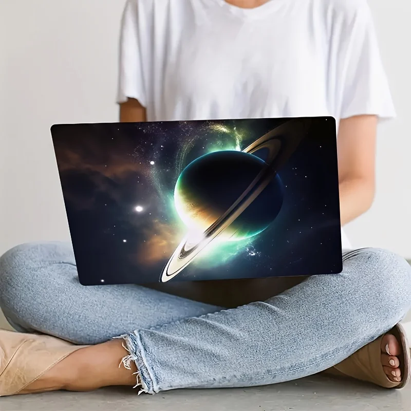 

2-Piece Saturn Ring Galaxy Planet Design Laptop Stickers - High Quality PVC Material Suitable for Many Laptop Models,