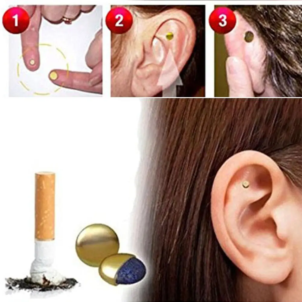 2 Pcs Stop Smoking Magnets Stimulate External Ear Healthy Material Nontoxic Eliminate Quit Smoking Acupressure Patch