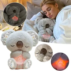 Breathing Bear Baby Soothing Koala Plush Doll Soft Sleep Playmate Musical Toy With Light Sound Newborn Sensory Comfortable Gift