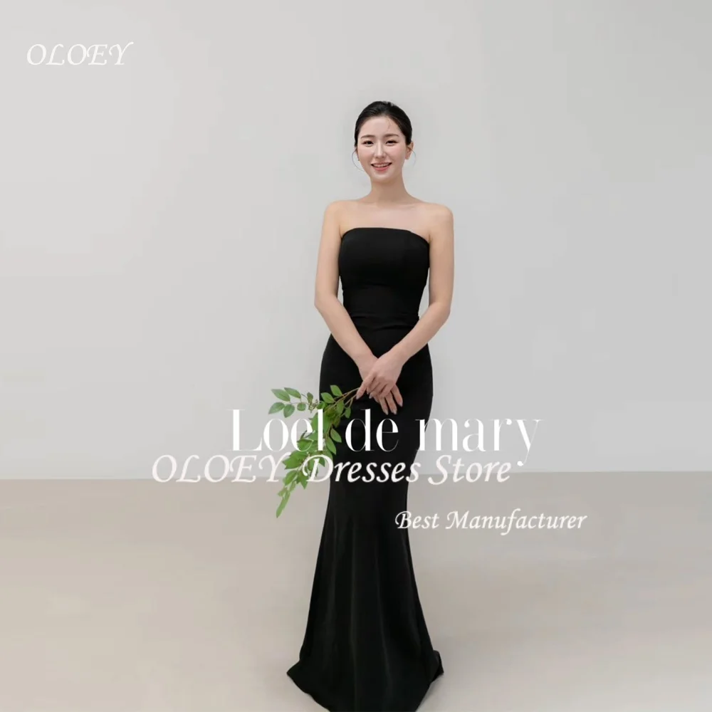 

OLOEY Classic Strapless Dress Evening Party Dress Wedding Ball Gown Black Korea Photoshoot Prom Dress Customized