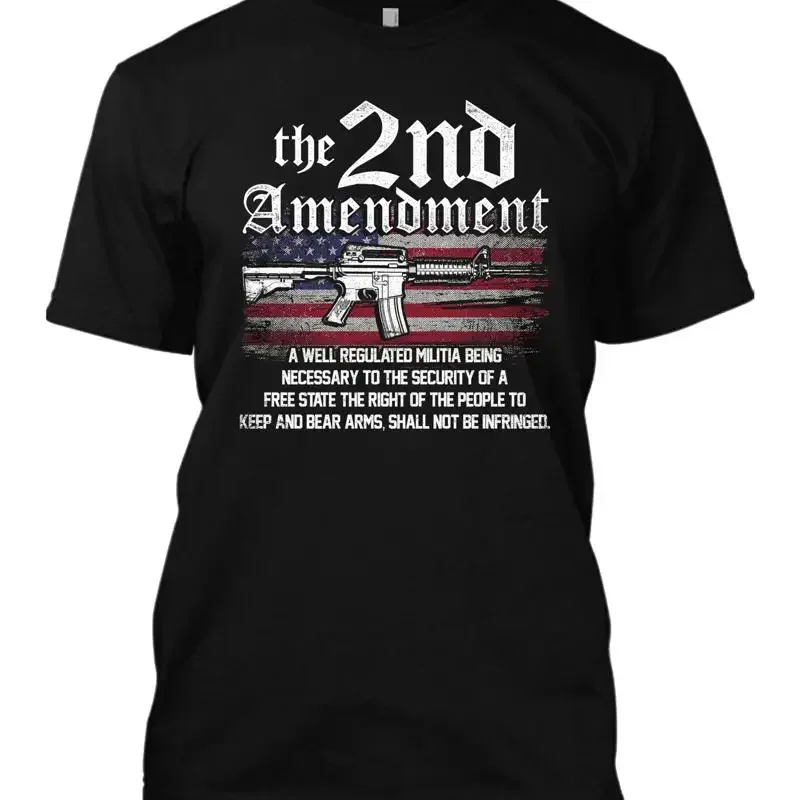 The 2nd Amendment American Flag New Men's T Shirt Gun AR 15 Bullets Patriotic