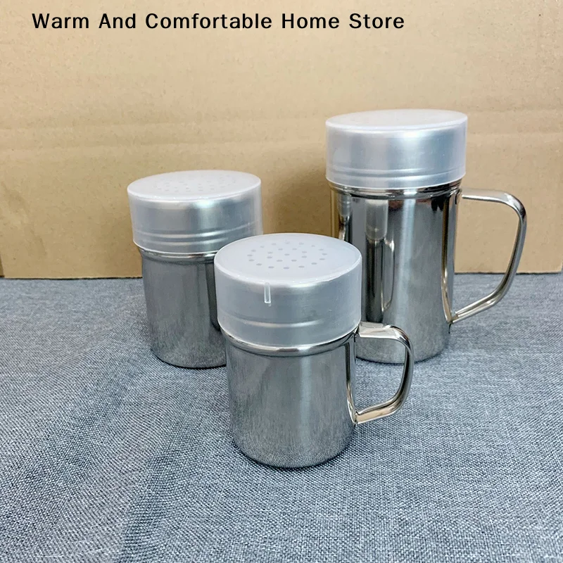 【SE】1Pcs Salt Sugar Bottle With Handle Multi-purpose Stainless Steel Kitchen Gadgets Spice Pepper Shaker Spice Jar Seasoning Can