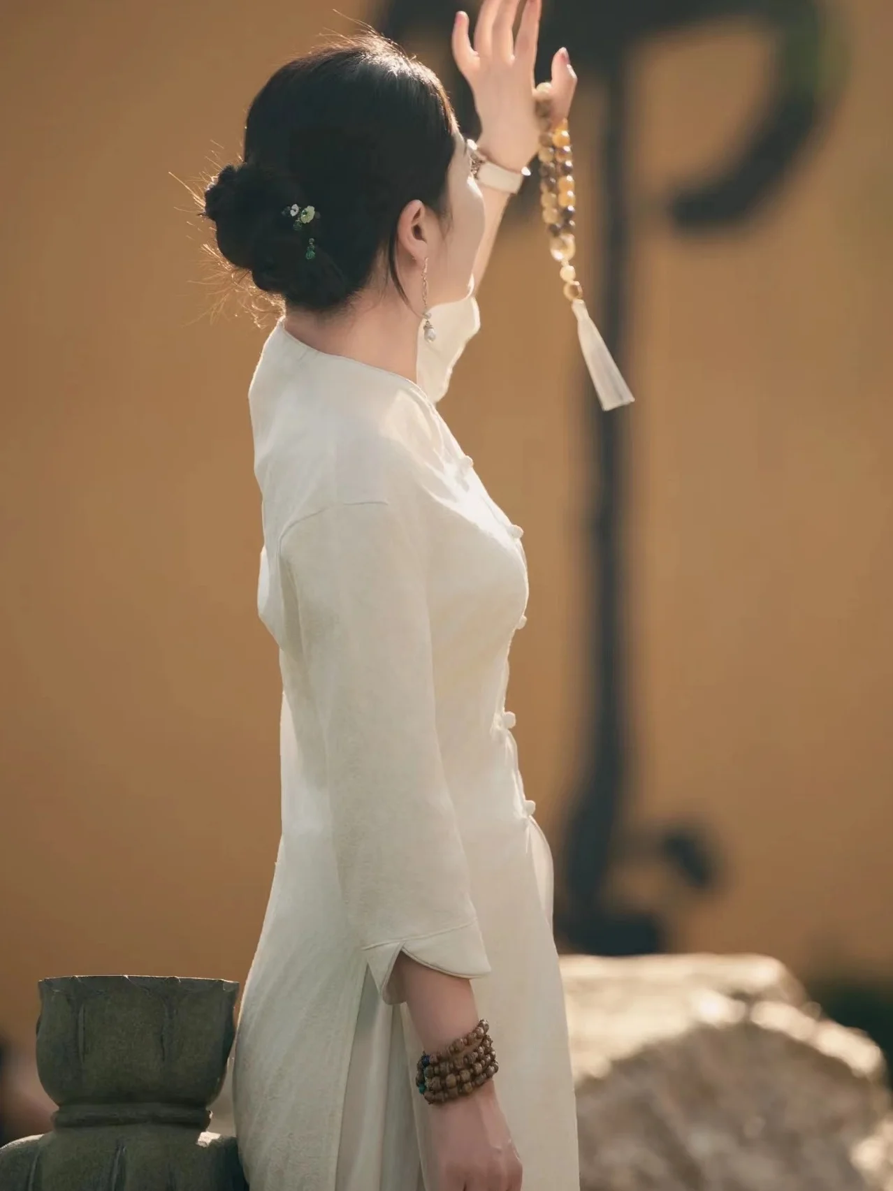 Conjunto de duas peças de linho de algodão feminino chinês sle zen dr tradicional nacional faion vestido melhorado com botões