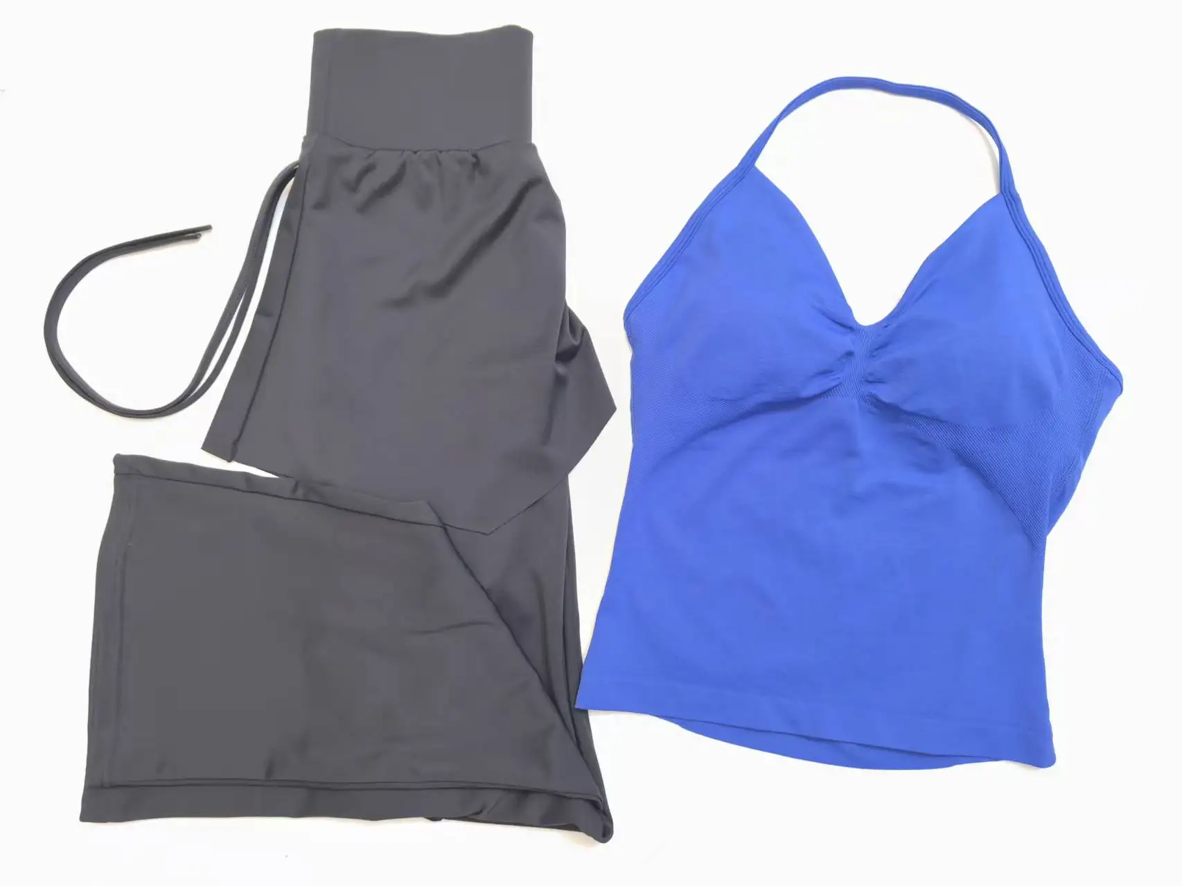 DFCF Women's Two-Piece Sports Set, Soft Tank Top with Ruffled Sports Top + High-Waisted Leggings