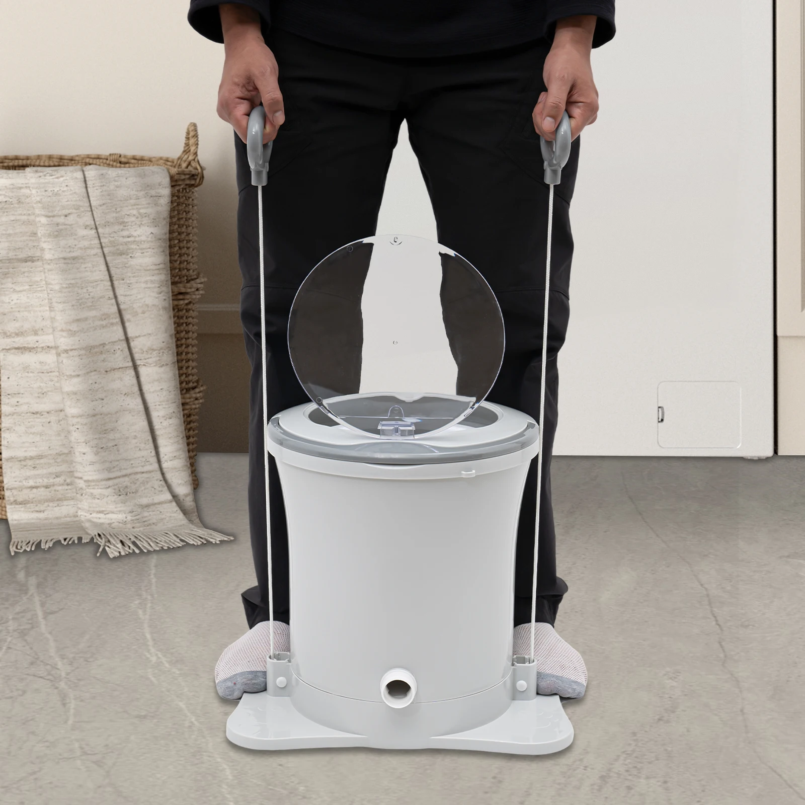 2Gal PP Portable Foot Operated Non-Electric Dehydrator Compact Manual Draw Cord Dryer Energy Saving Easy To Use