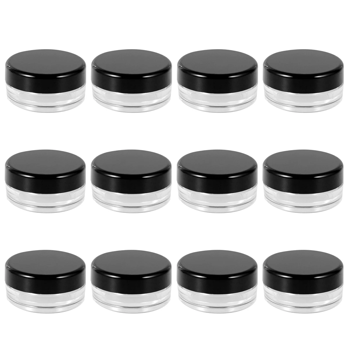 

50pcs Black Cap Mini Round Cream Bottles Portable Refillable Travel Size Strong Storage Jars For Lotions Balms