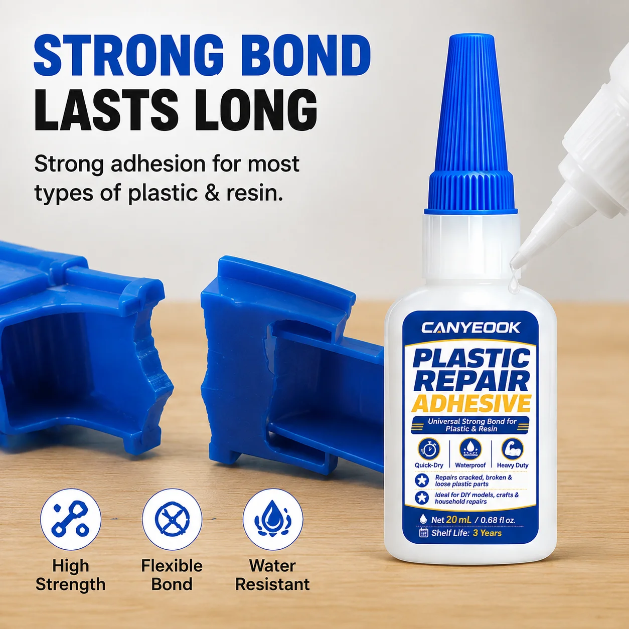 Automotive Plastic Adhesive: Quick-Drying Universal Glue for Permanent, Shock-Resistant Repairs on All Car Plastic Parts and Sur