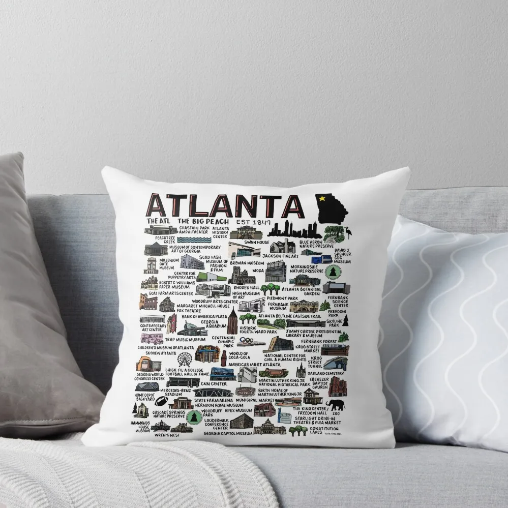 

Atlanta Map Throw Pillow christmas decorations for home 2024 covers for pillows Cushion Covers For Living Room