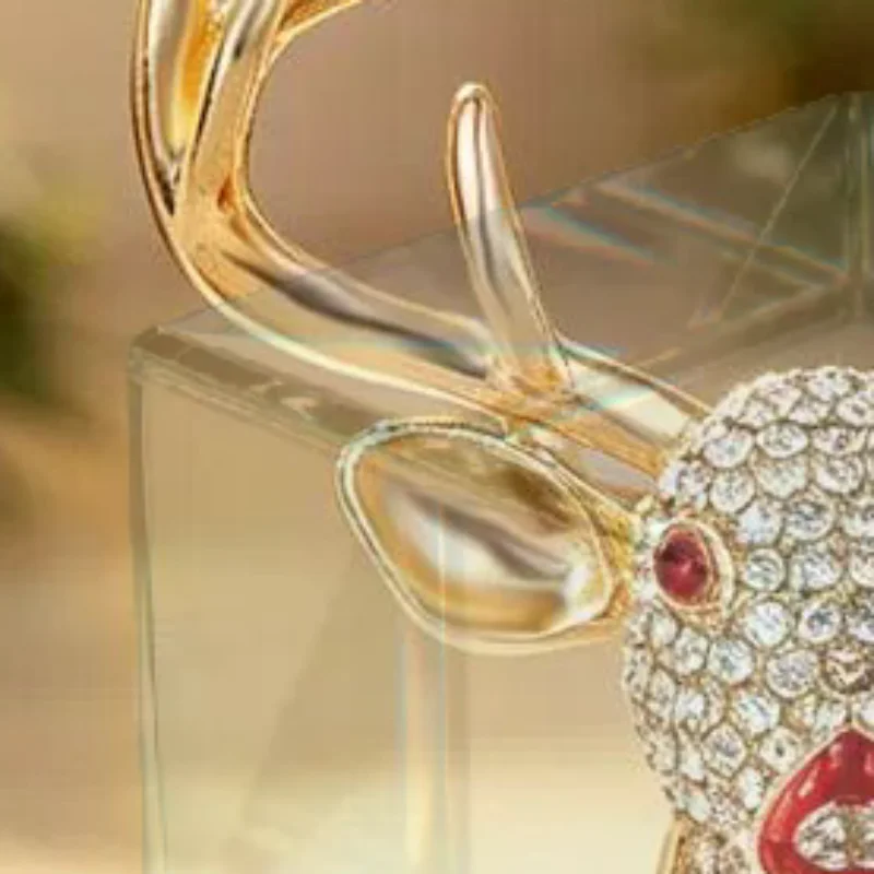 Gold Plated Christmas Reindeer Brooch With Sparkly Clear Rhinestones Red Bell Pendants For Holiday Party Outfit Decorations