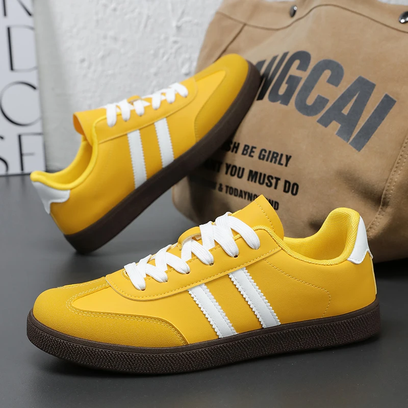 Street Style Gelbe Herren-Sneaker, bequeme, niedrig geschnittene Freizeit-Sneaker, Unisex-Sportschuhe, rutschfeste Outdoor-Skateboard-Schuhe für Herren und Damen