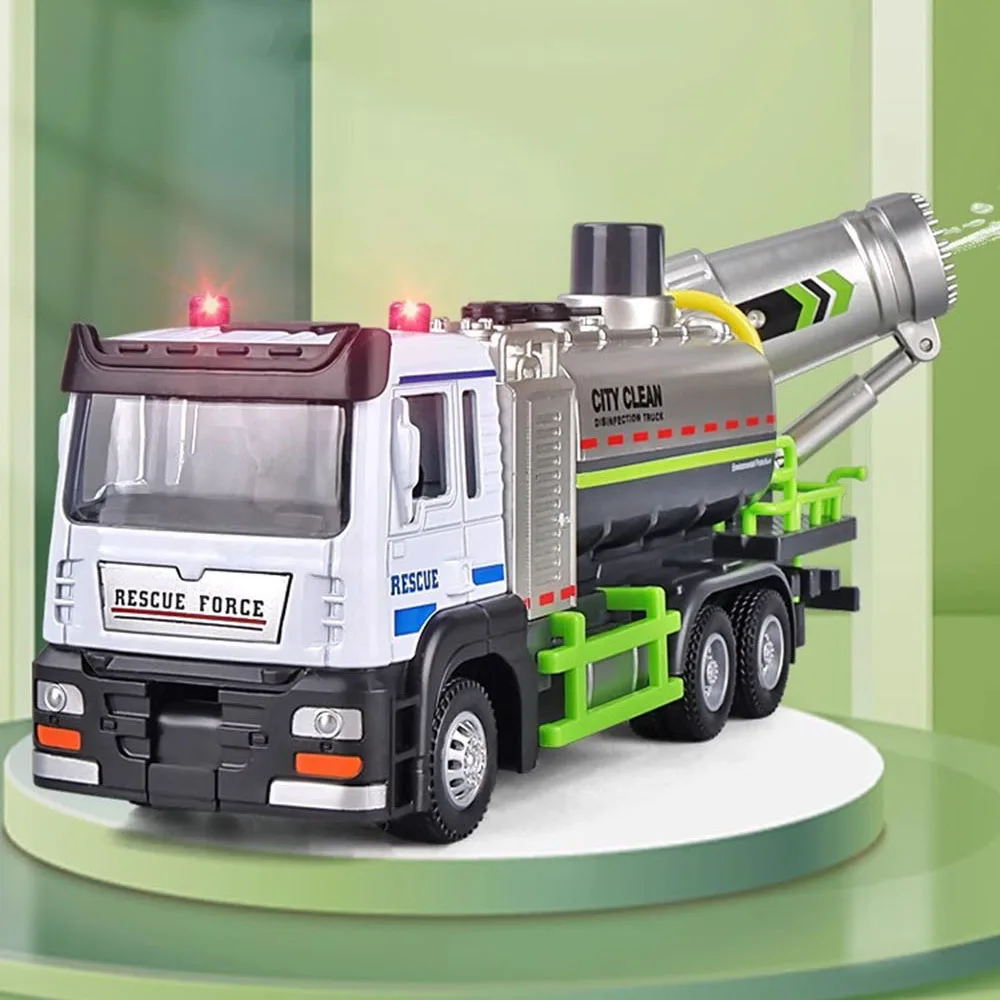 

1:32 Anti Haze Spray Trucks Toys Cars Models with Pull Back Sound Light Miniature Garbage Truck Model for Boys Collection Gifts