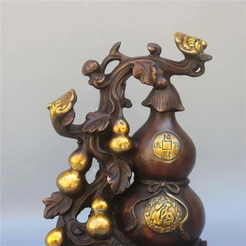 Pure copper auspicious desktop ornament, five blessings to , fortune and wealth come to the gourd, home entra