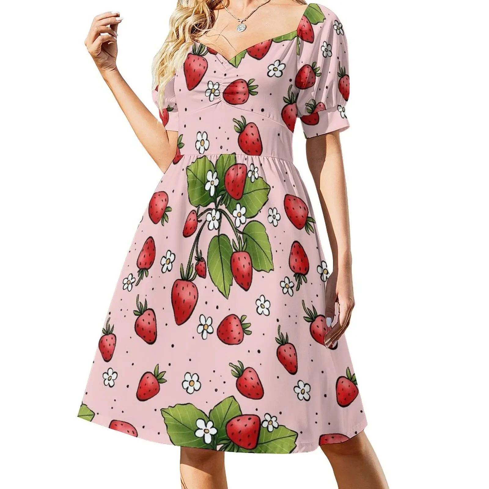 

sweet strawberries Sleeveless Dress Women's summer skirt women long dresses women evening dress Dress