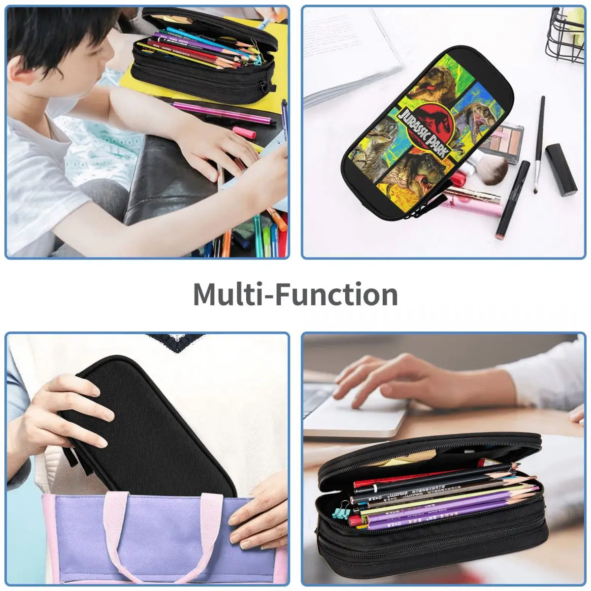 Fashion Jurassic Dinosaurs Panel Portrait Pencil Cases Pencilcases Pen for Student Big Capacity Bags Students Zipper Stationery