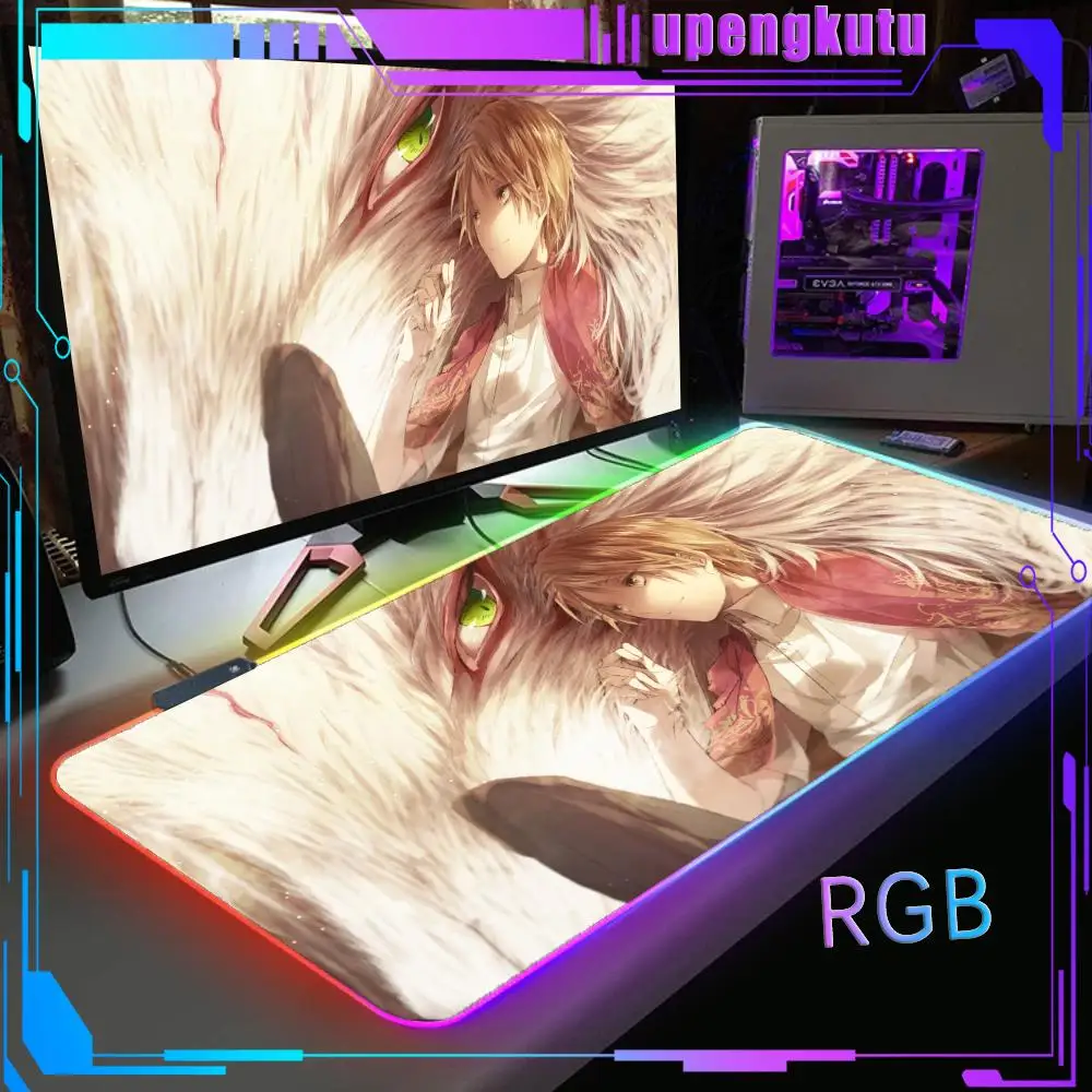 

RGB Desk mat Anime Luminous mouse pad RGB Laptop Desk Mat Large LED Light Computer Non-slip N_natsume_Book_of_Friends