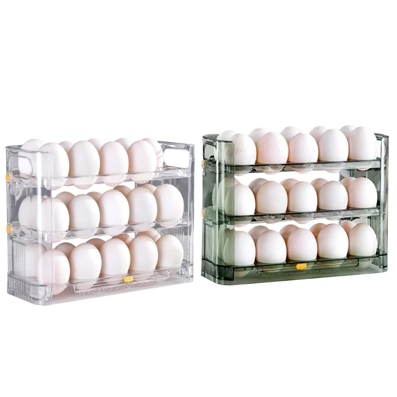 

Egg Refrigerator Storage Box Reversible 3 Layers 30 Egg Home-Kitchen Egg Tray X3UC