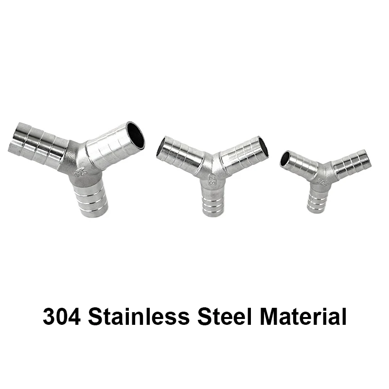 6 8 10 12 13 14 15 16 19 20 25 28 32 40 50mm 304 Stainless Steel Y Type Hose Barb Tee FittingEqual 3 Way Hose Splitter Connector