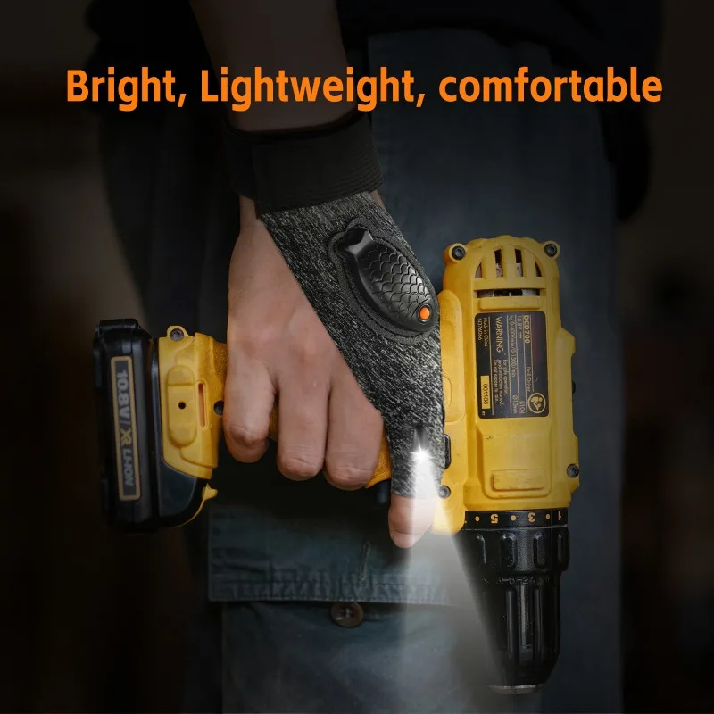 Oplaadbare LED-vishandschoen Halfvingerlicht Fietshandschoenen Nachtwerk Reparatie Automotive Onderhoud Outdoor Kamperen Wandelen