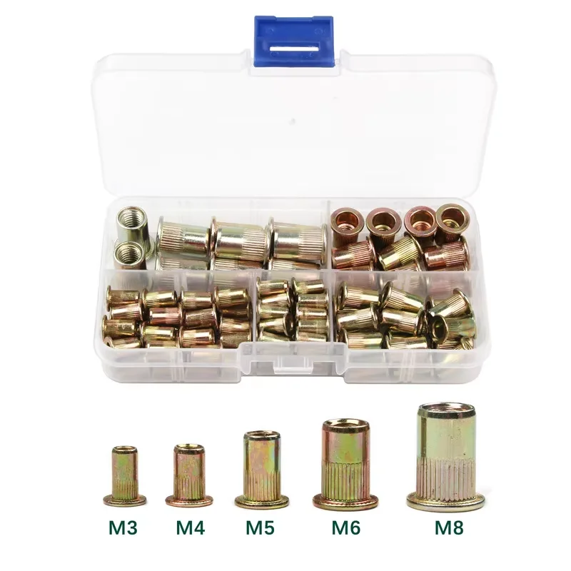 

100 шт. оцинкованные заклепки из углеродистой стали M3 M4 M5 M6 M8 Вставка с плоской головкой Резьбовая заклепка Вставка Nutsert Cap Заклепка Гайка