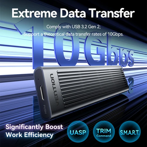 Imagen 2 del producto Vention M.2 SSD NVMe SATA carcasa de protocolo Dual adaptador USB 3,2 Gen2 10Gbps carcasa para protección de refrigeración de teléfono portátil