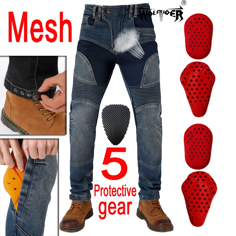 

Men Motorcycle jeans motorcycle Men's riding Off-road Outdoor Jean/cycling Pants Protect Equipment WF-034