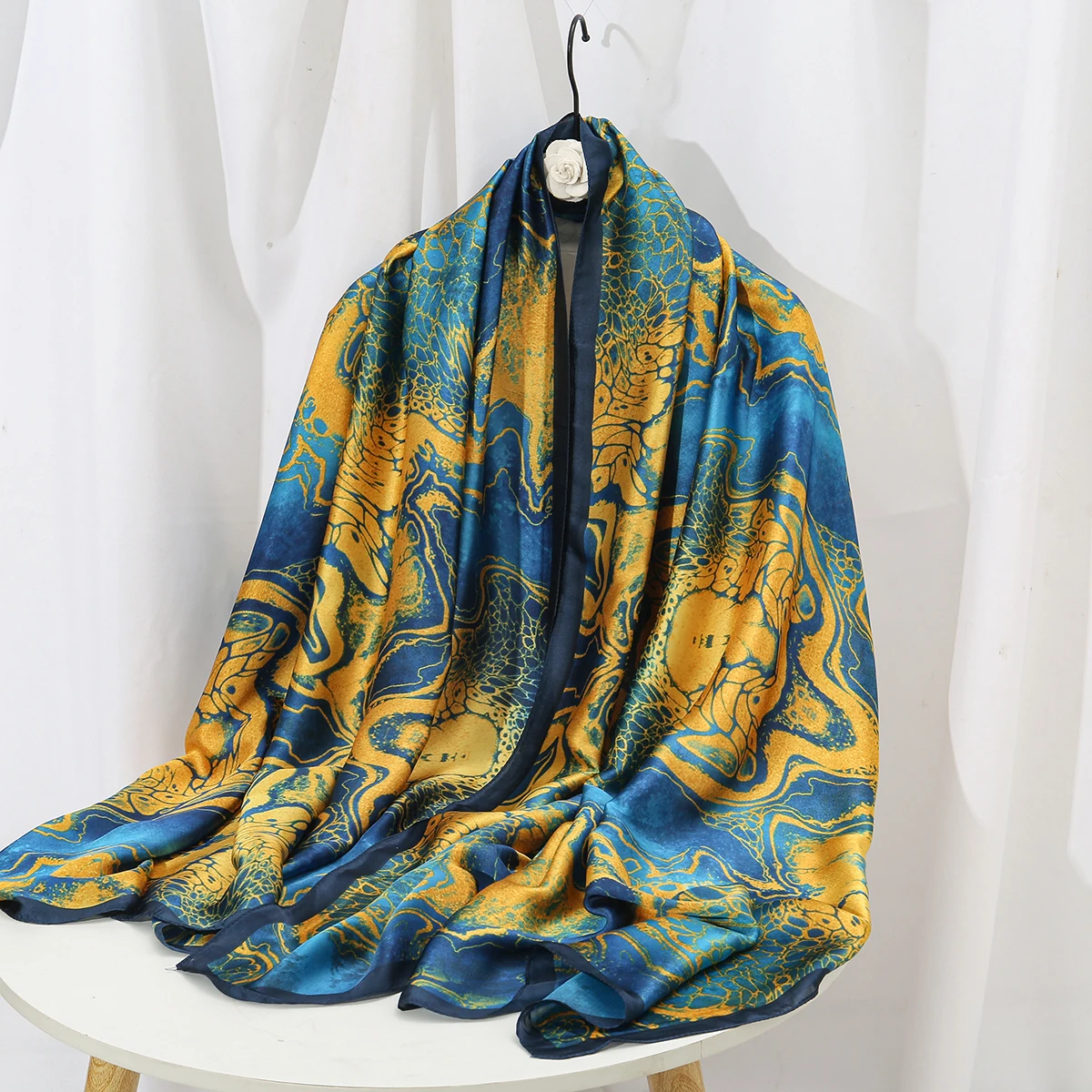 180*90cm Luxury Brand Ladies Spring Summer Long Silk Scarf Shawl Digital Painted Shawl Gogh Oil Painting Lady foulard bandanna