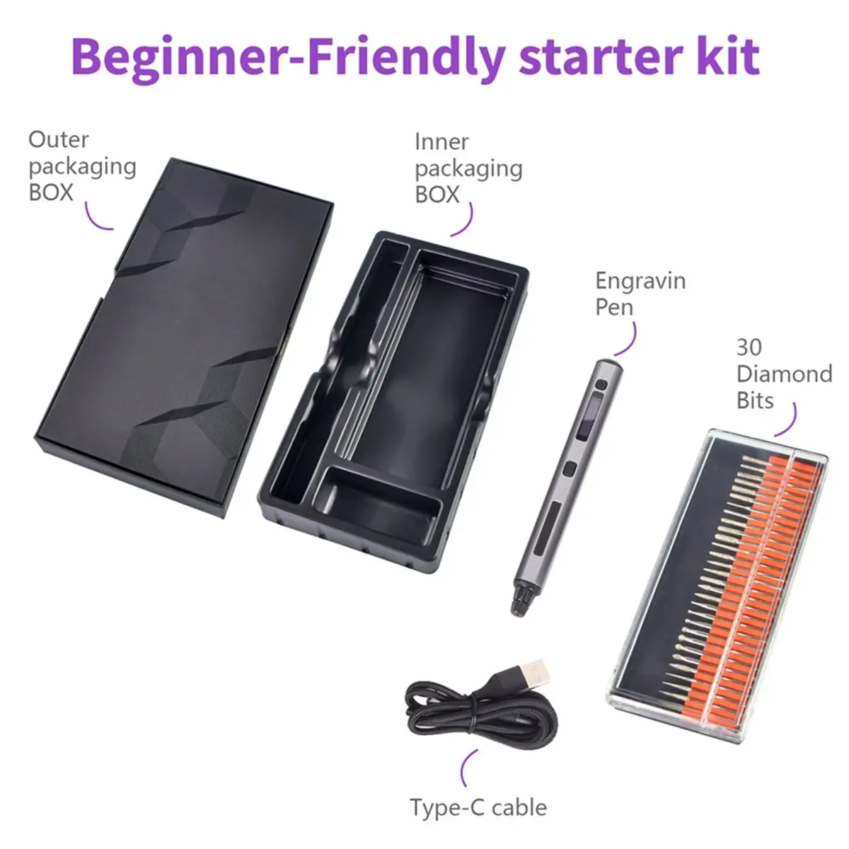 Engraving Pen Electric Cordless Rotary Tool Kit Grinder with 30 Bits for Metal Wood Plastics Glass Carving