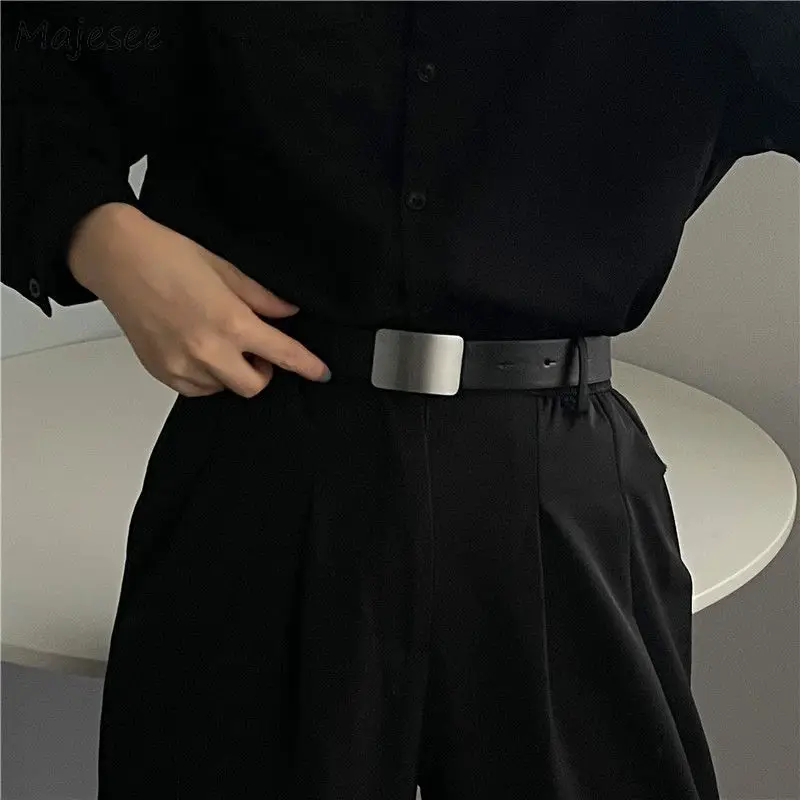 

Belts Men Simple Unisex All-match Korean Style Students Fashion Pu Leather Smooth-buckle Office Outdoor Gothic Cinturones Male